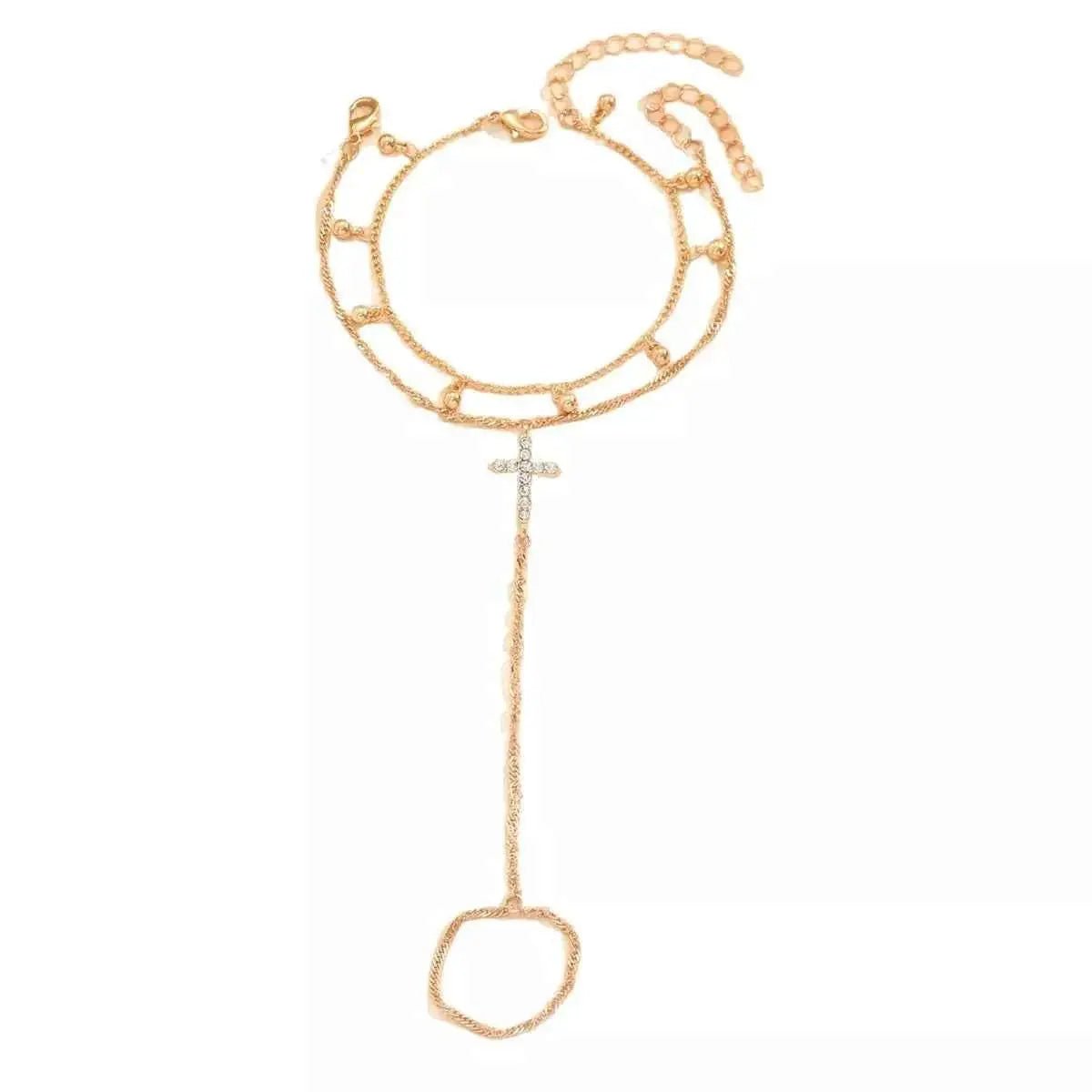 18K Gold - Plated Chain Cross Bracelet - SmileBen