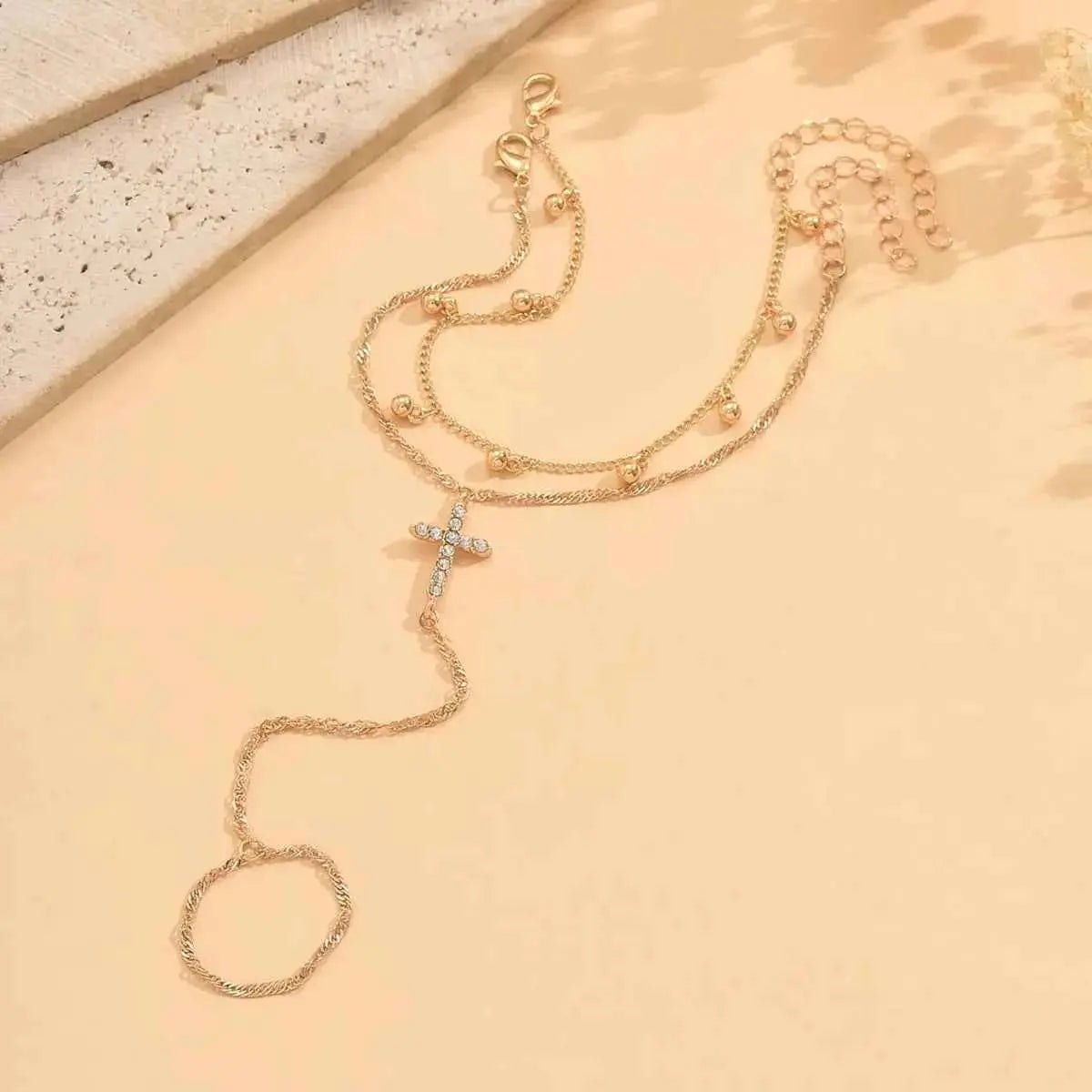 18K Gold - Plated Chain Cross Bracelet - SmileBen