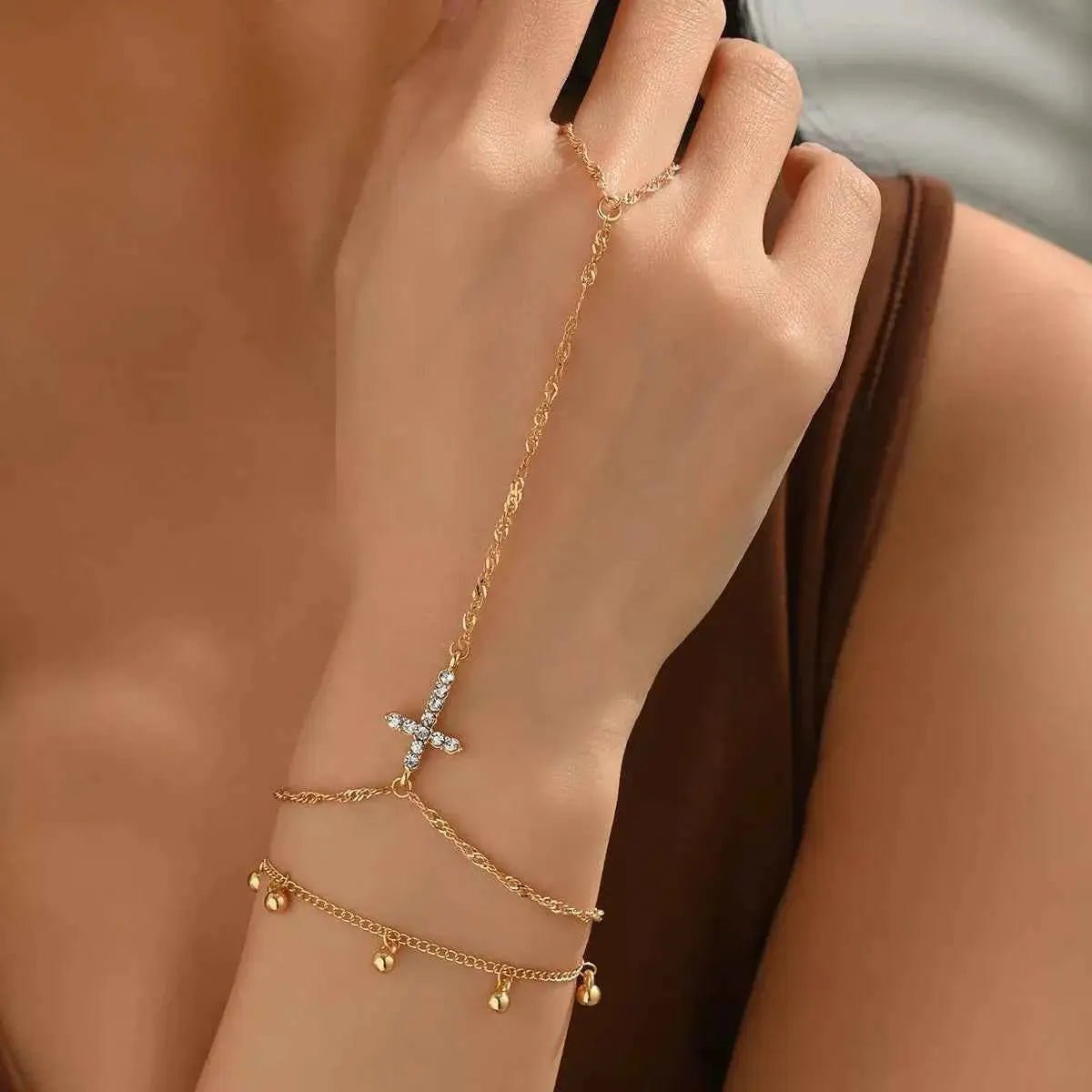 18K Gold - Plated Chain Cross Bracelet - SmileBen