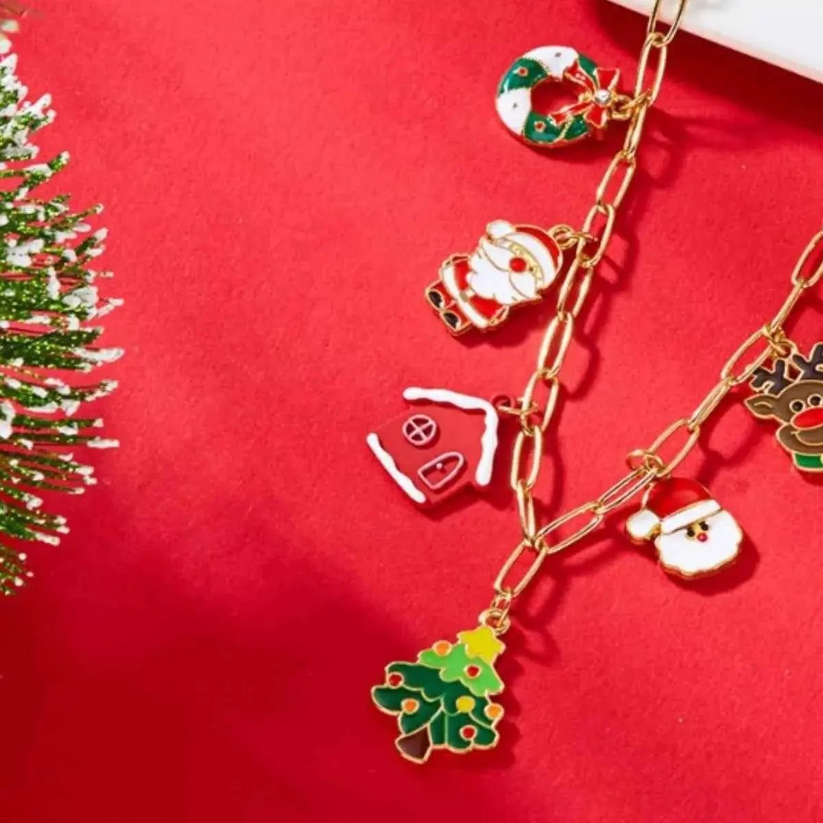 18K Gold - Plated Christmas Charm Necklace - SmileBen