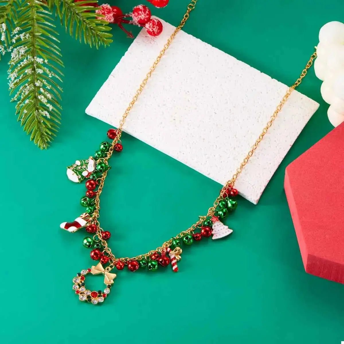 18K Gold - Plated Christmas Charm Necklace - SmileBen