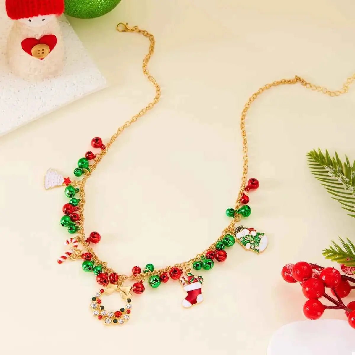 18K Gold - Plated Christmas Charm Necklace - SmileBen