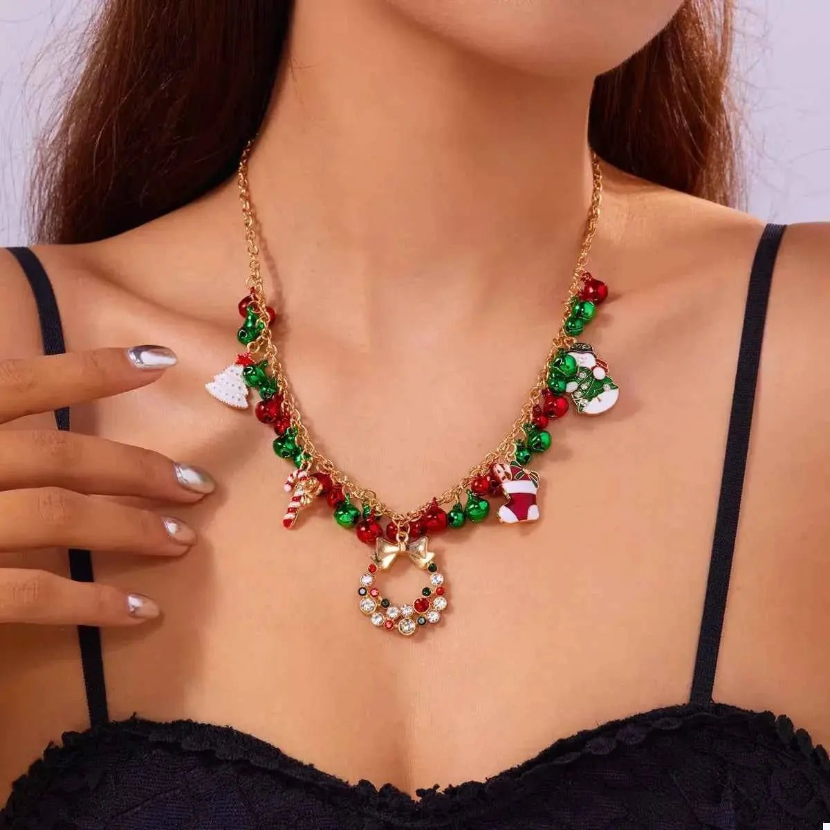 18K Gold - Plated Christmas Charm Necklace - SmileBen