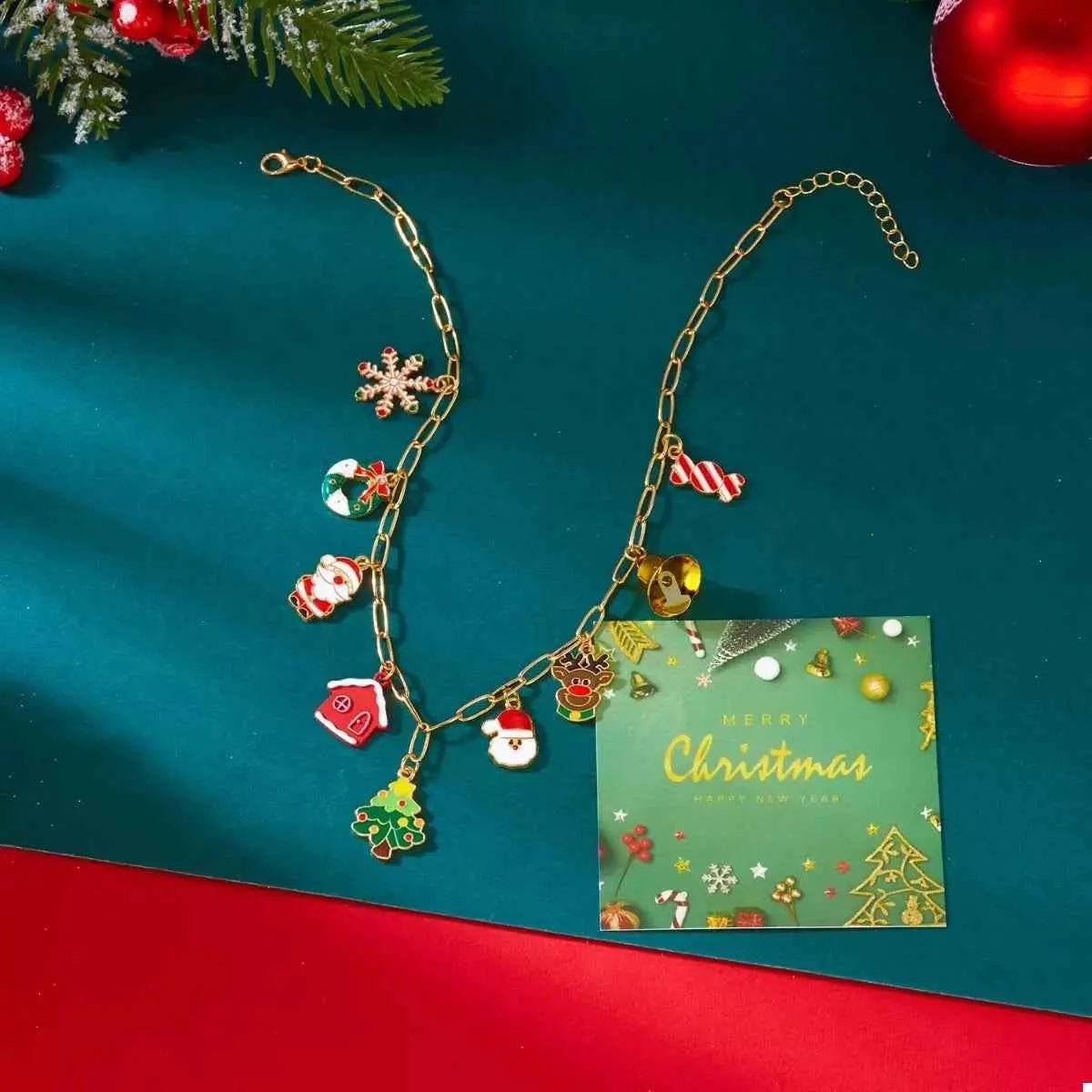 18K Gold - Plated Christmas Charm Necklace - SmileBen