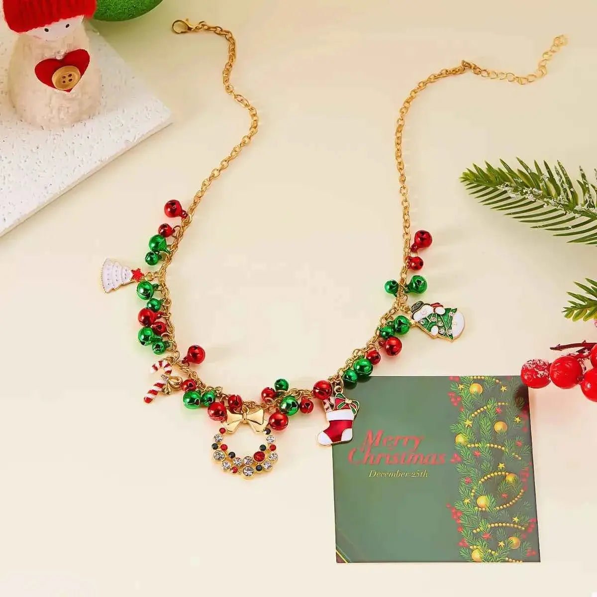 18K Gold - Plated Christmas Charm Necklace - SmileBen