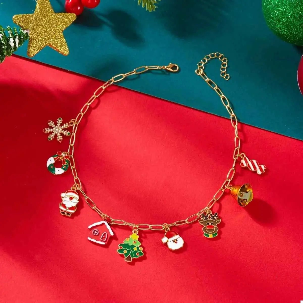 18K Gold - Plated Christmas Charm Necklace - SmileBen