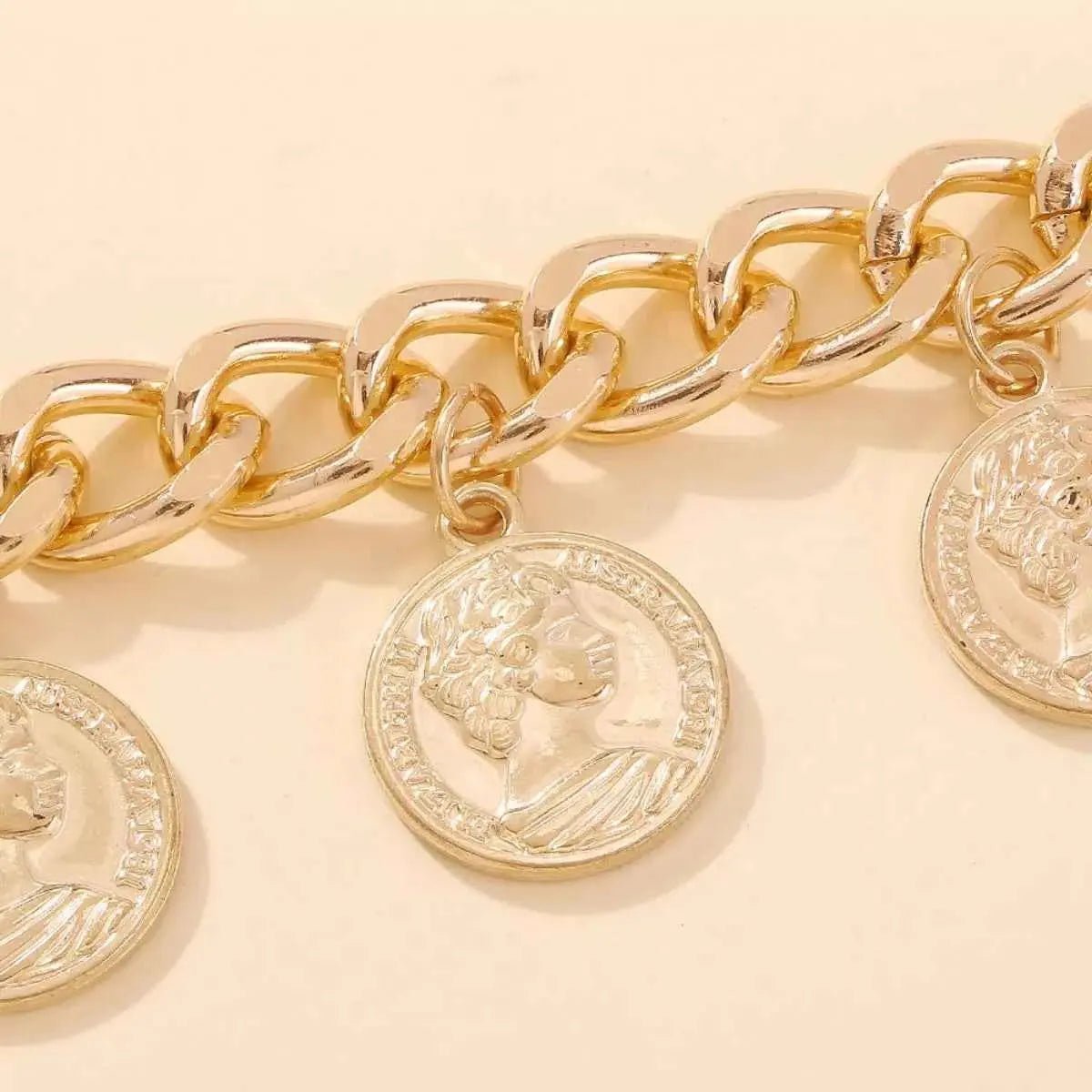 18K Gold - Plated Coin Charm Bracelet - SmileBen