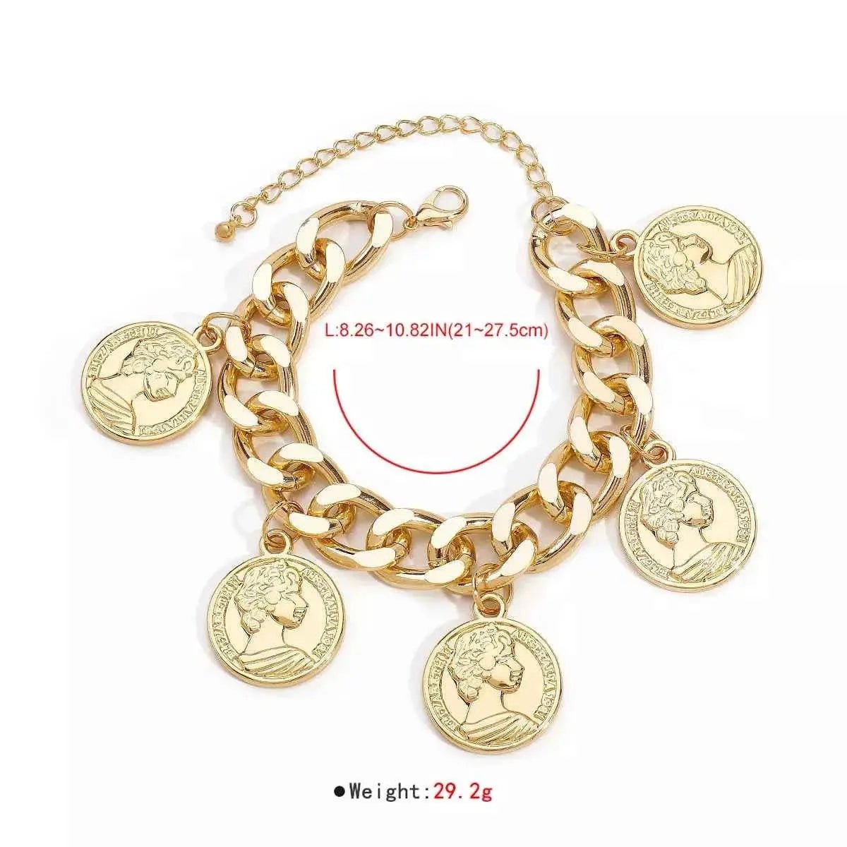 18K Gold - Plated Coin Charm Bracelet - SmileBen