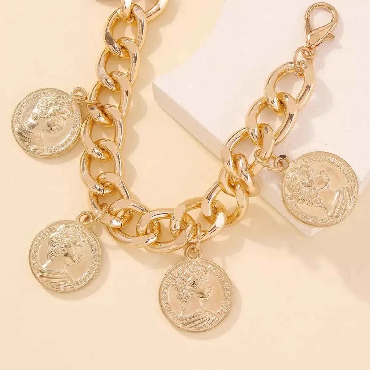 18K Gold - Plated Coin Charm Bracelet - SmileBen