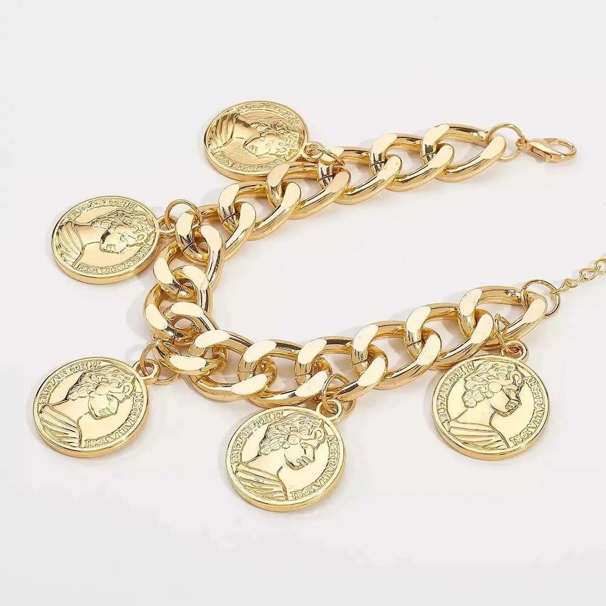 18K Gold - Plated Coin Charm Bracelet - SmileBen