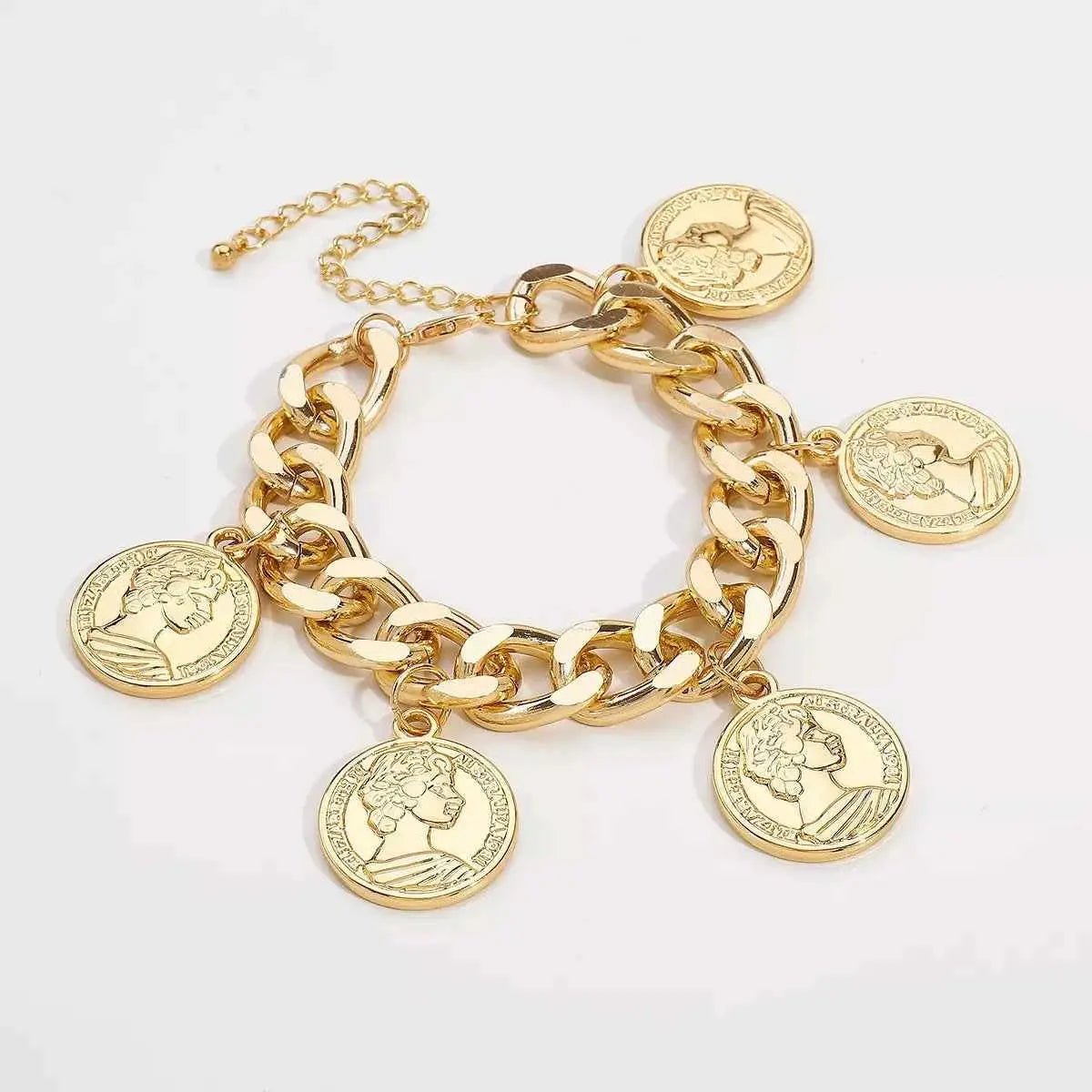 18K Gold - Plated Coin Charm Bracelet - SmileBen