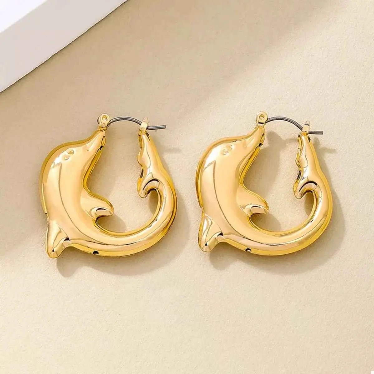 18K Gold - Plated Dolphin Hoop Earrings - SmileBen