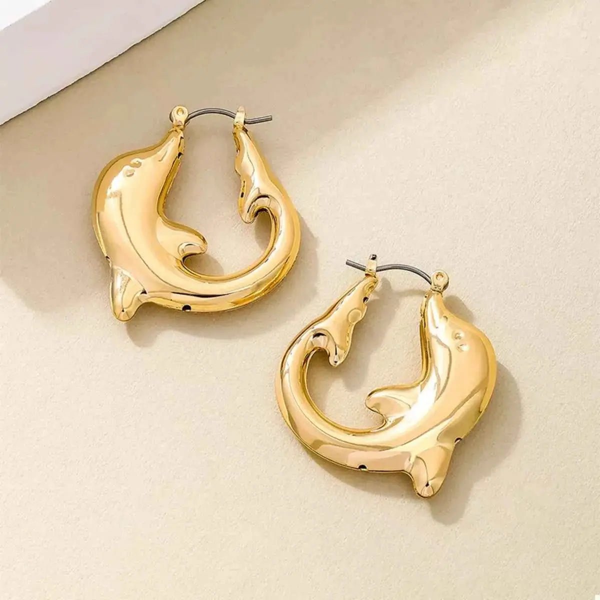 18K Gold - Plated Dolphin Hoop Earrings - SmileBen