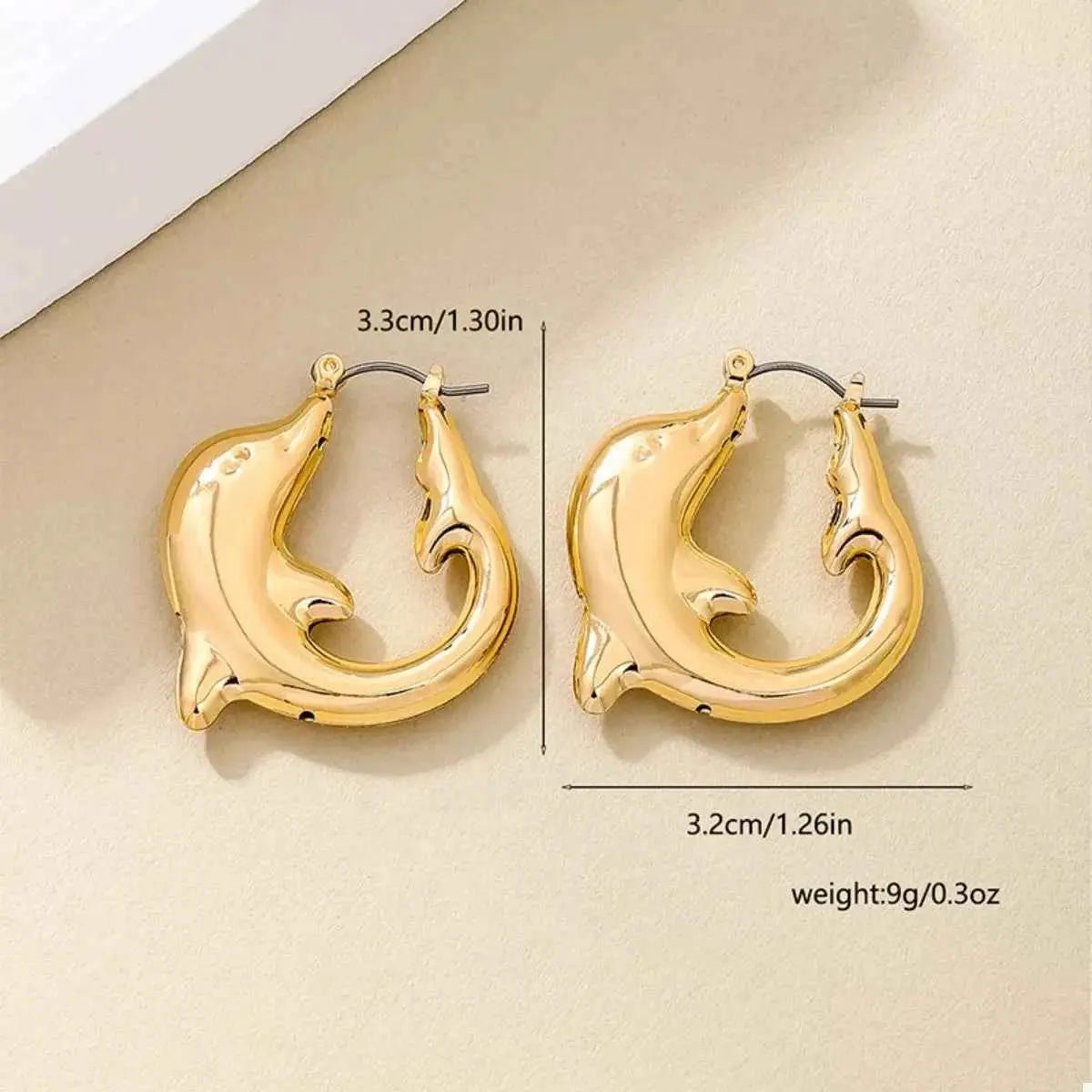 18K Gold - Plated Dolphin Hoop Earrings - SmileBen