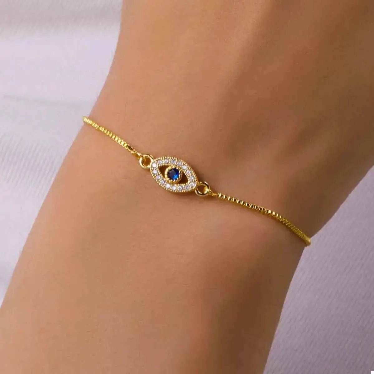 18K Gold - Plated Evil Eye Adjustable Bracelet - SmileBen