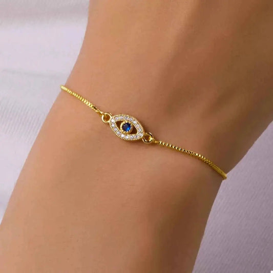 18K Gold - Plated Evil Eye Adjustable Bracelet - SmileBen