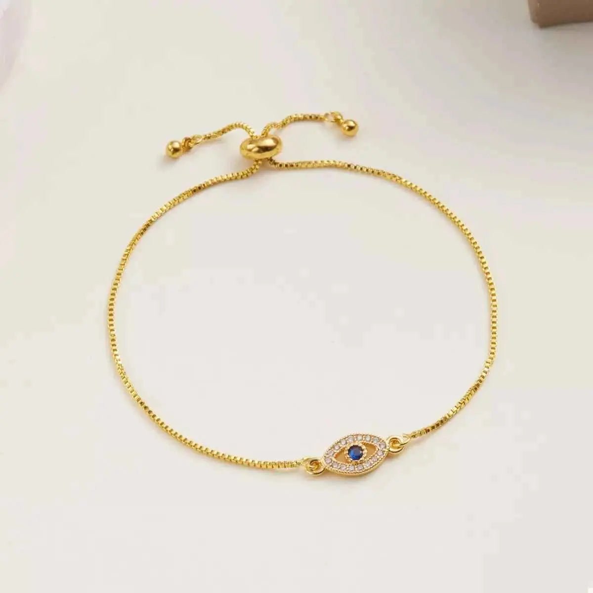 18K Gold - Plated Evil Eye Adjustable Bracelet - SmileBen