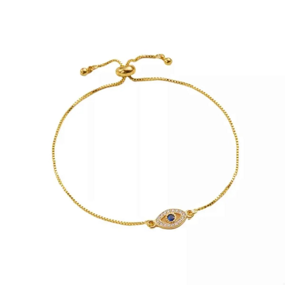18K Gold - Plated Evil Eye Adjustable Bracelet - SmileBen