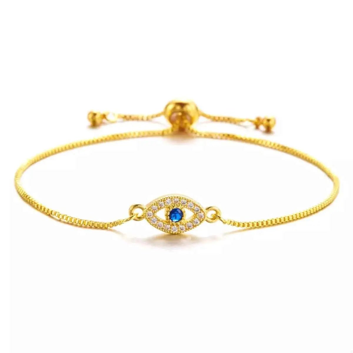 18K Gold - Plated Evil Eye Adjustable Bracelet - SmileBen