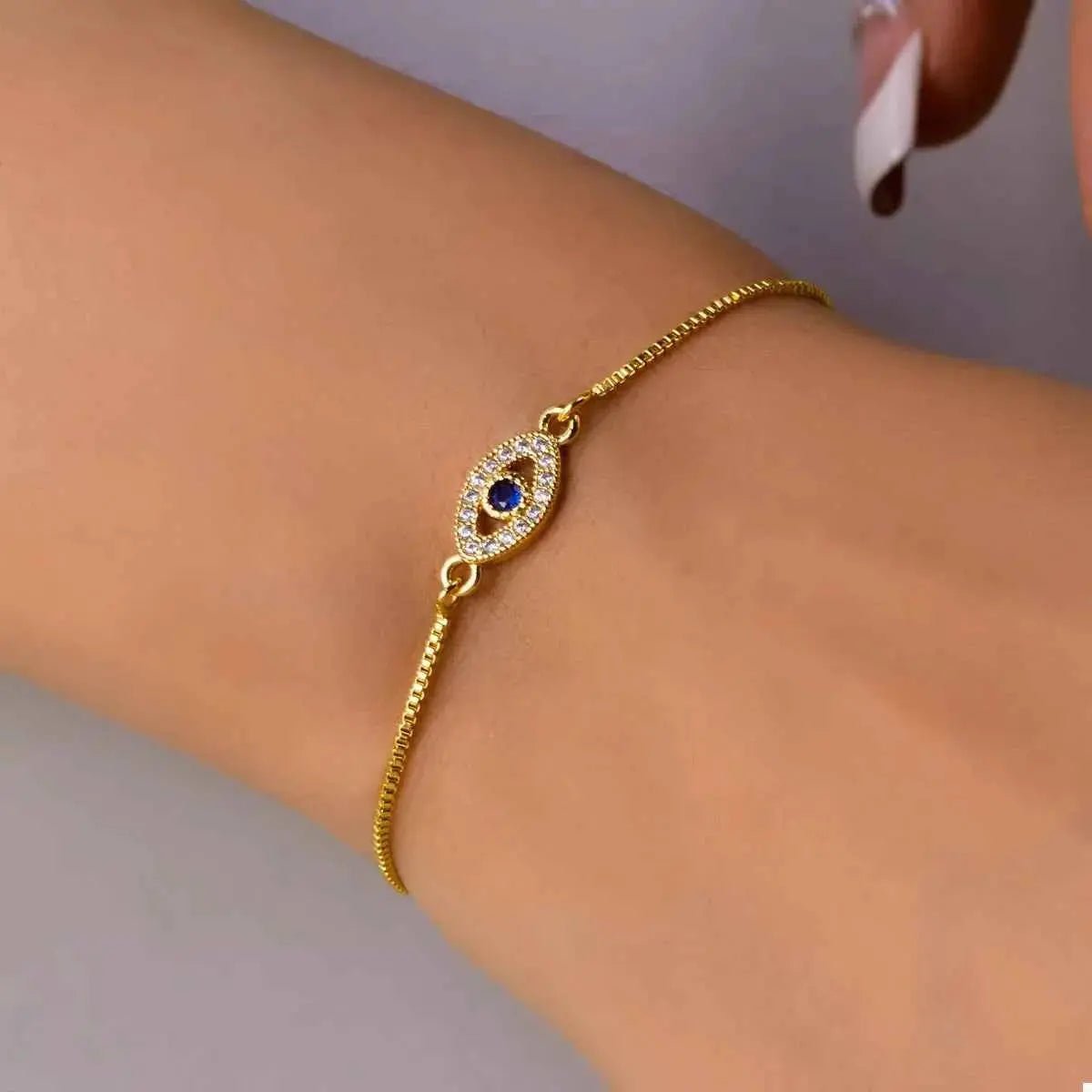 18K Gold - Plated Evil Eye Adjustable Bracelet - SmileBen