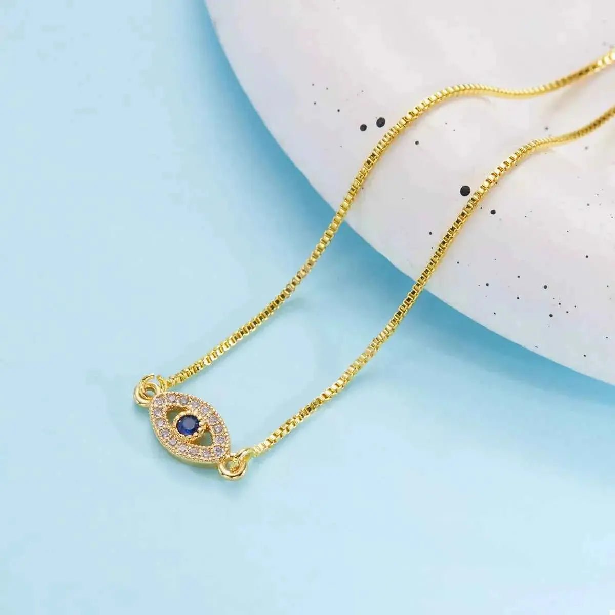 18K Gold - Plated Evil Eye Adjustable Bracelet - SmileBen