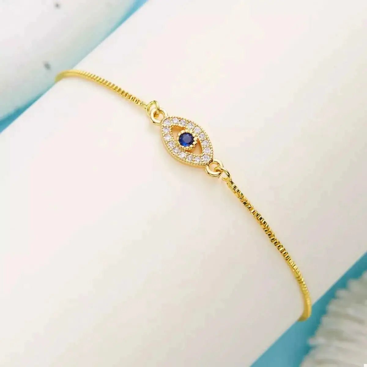 18K Gold - Plated Evil Eye Adjustable Bracelet - SmileBen
