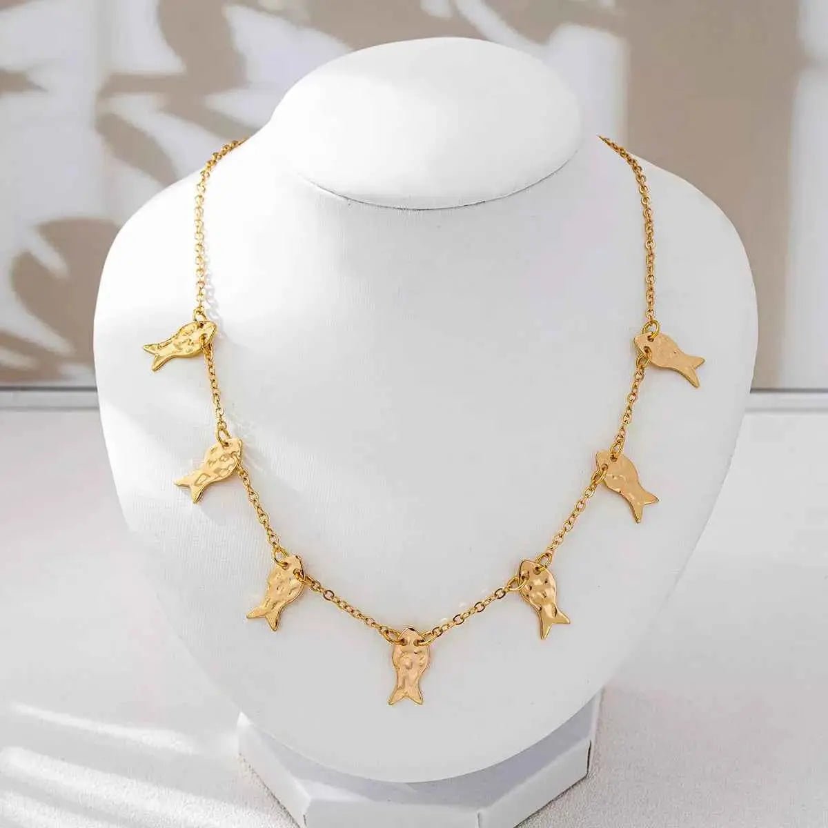 18K Gold - Plated Fish Charm Necklace - SmileBen