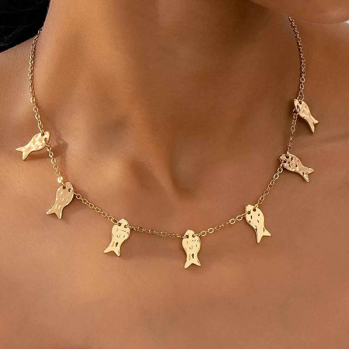 18K Gold - Plated Fish Charm Necklace - SmileBen