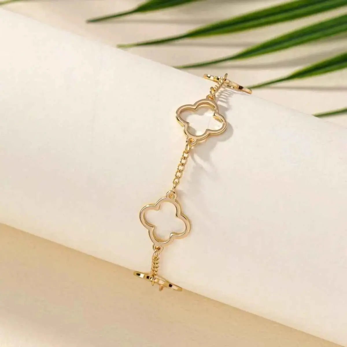 18K Gold - Plated Four Leaf Clover Bracelet - SmileBen