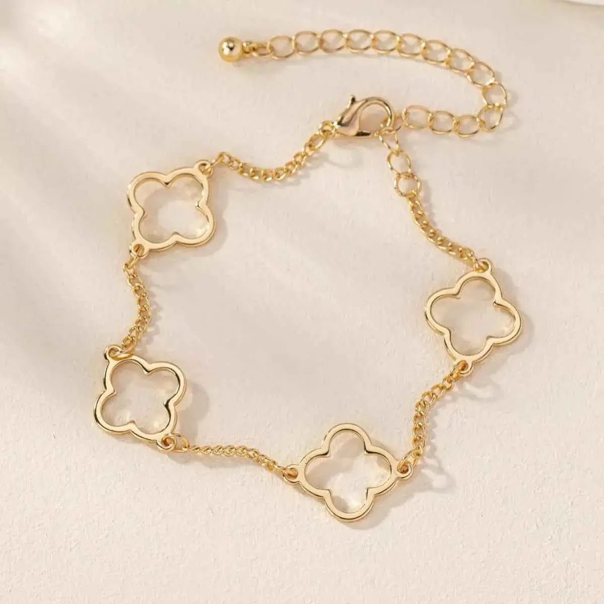 18K Gold - Plated Four Leaf Clover Bracelet - SmileBen