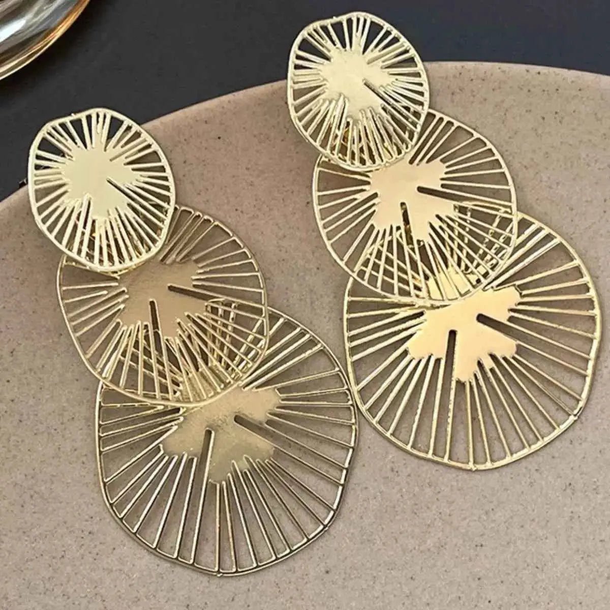 18K Gold - Plated Geometric Drop Earrings - SmileBen