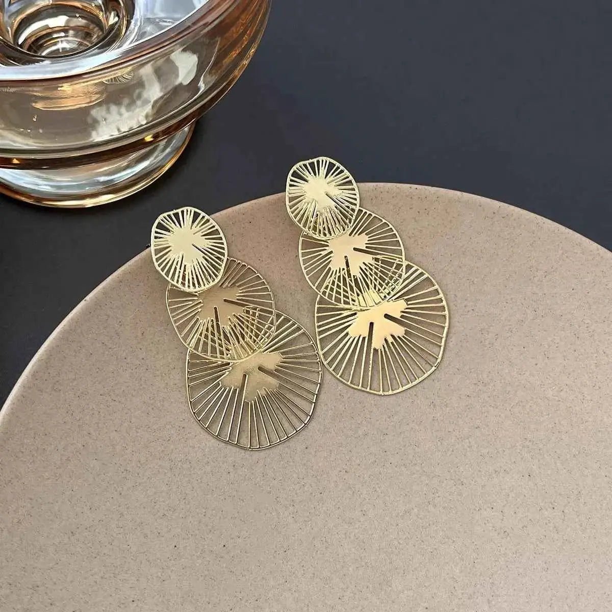 18K Gold - Plated Geometric Drop Earrings - SmileBen