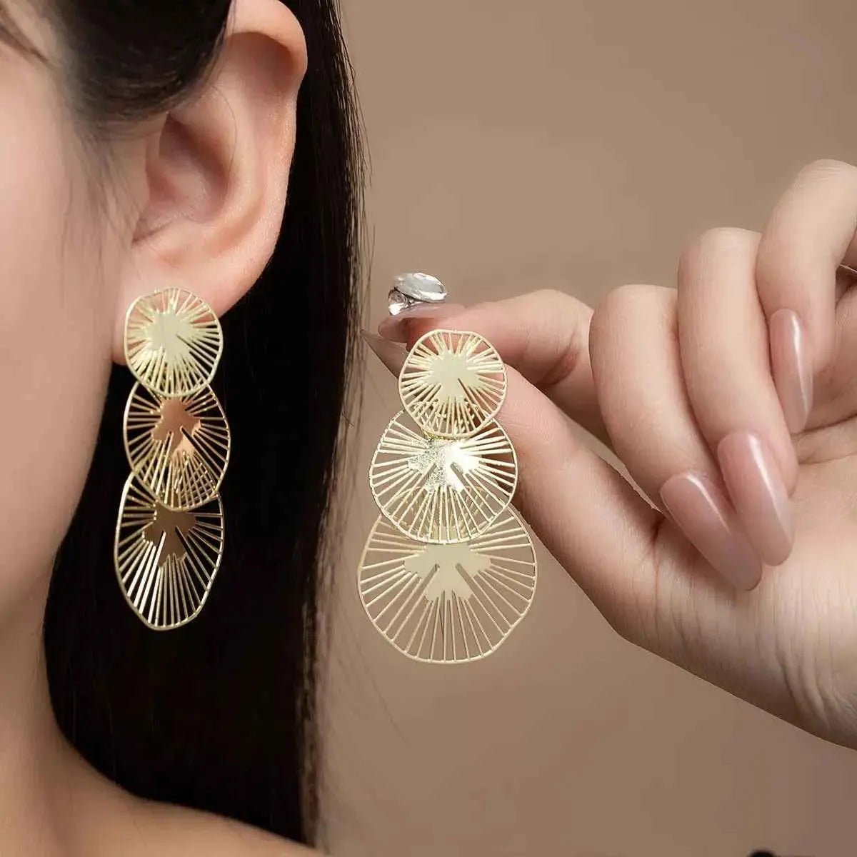 18K Gold - Plated Geometric Drop Earrings - SmileBen