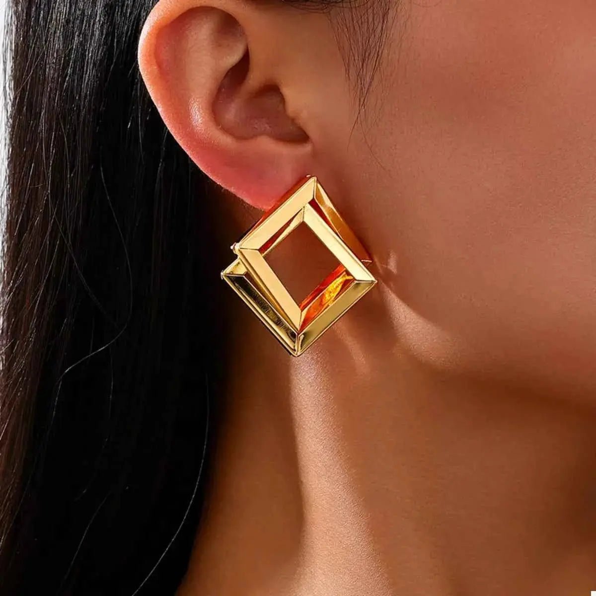 18K Gold - Plated Geometric Stud Earrings - SmileBen