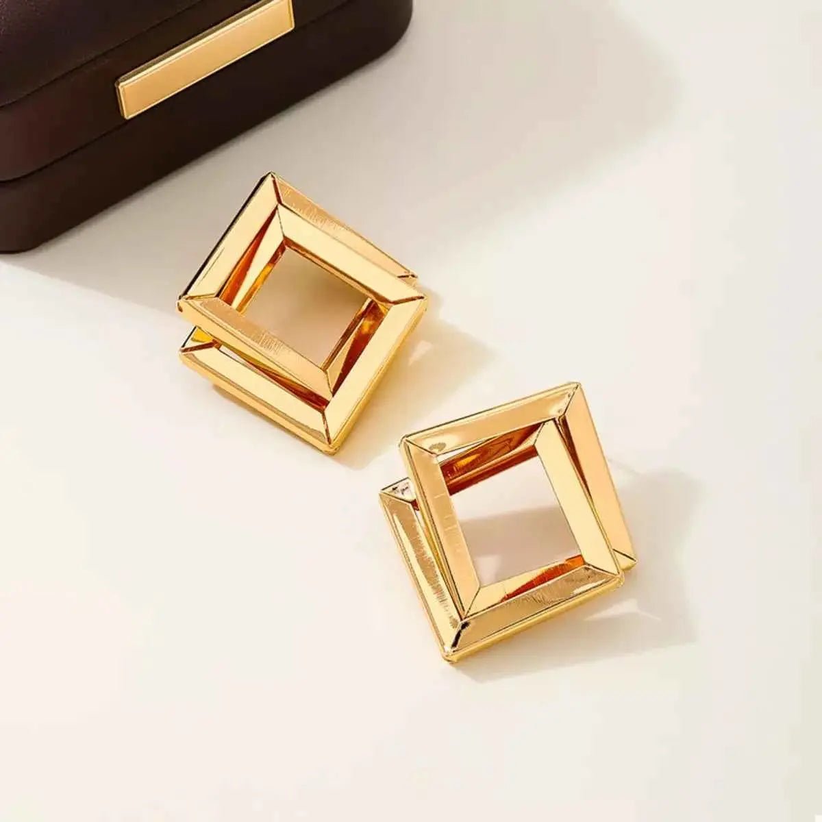 18K Gold - Plated Geometric Stud Earrings - SmileBen