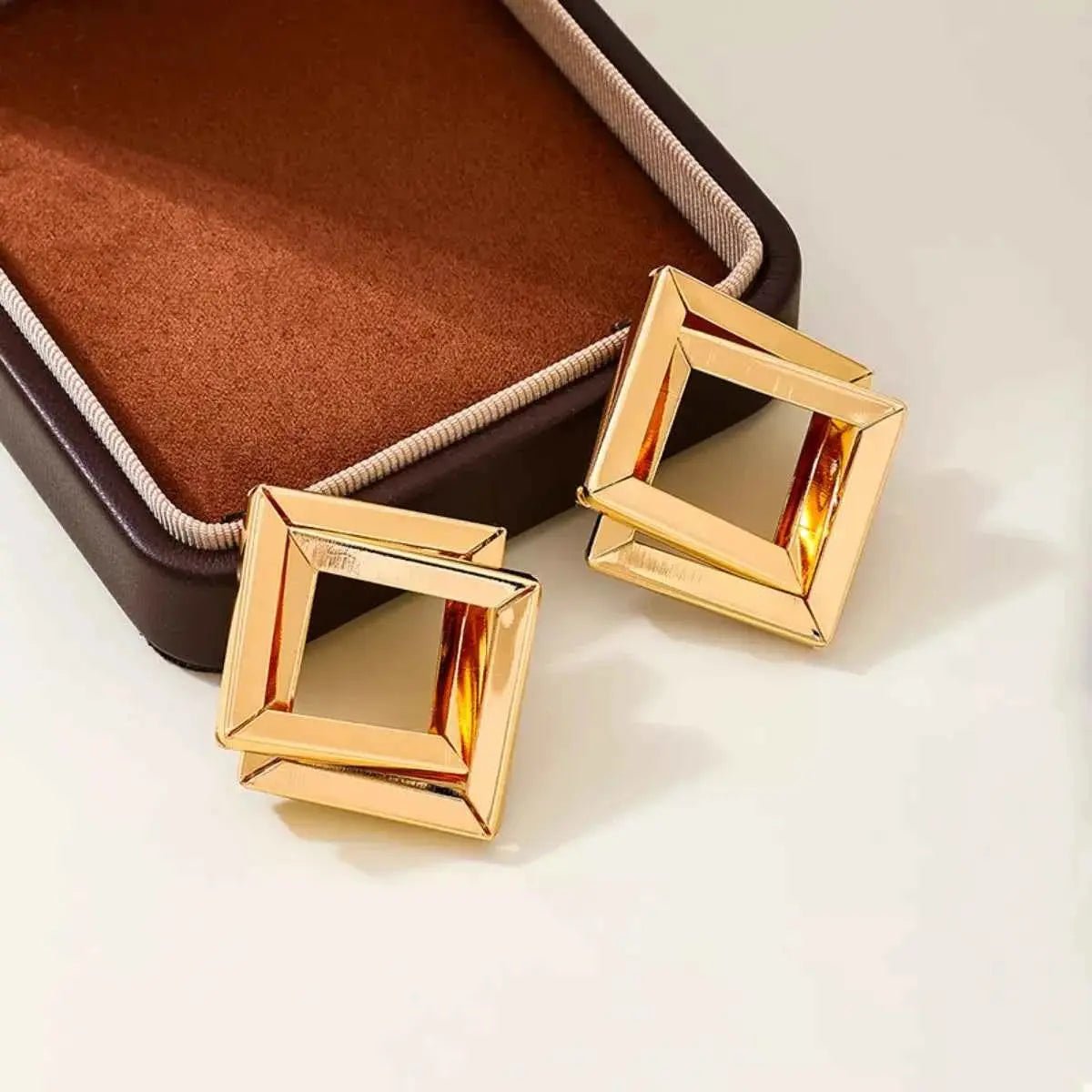18K Gold - Plated Geometric Stud Earrings - SmileBen