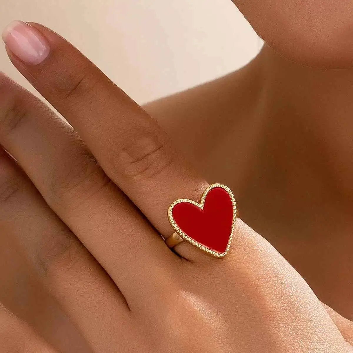 18K Gold - Plated Heart - Shaped Ring - SmileBen