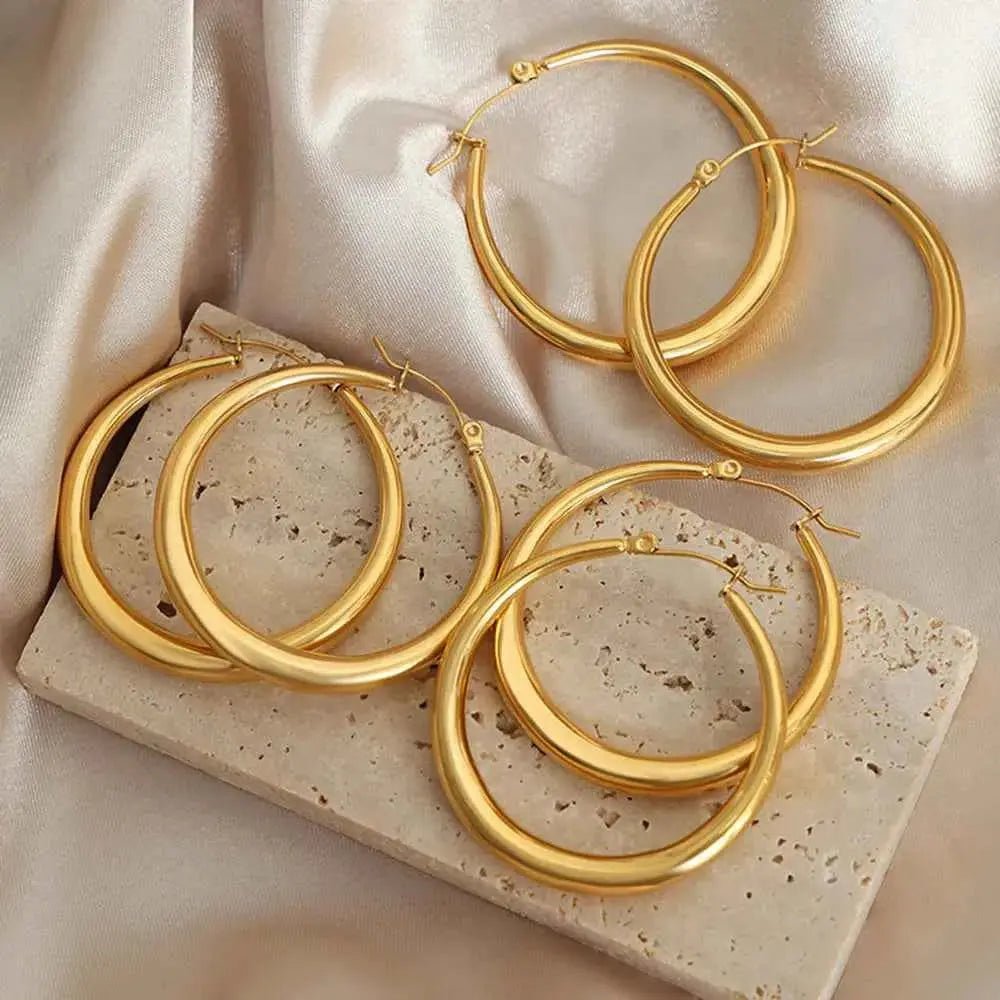 18K Gold - Plated Hoop Earrings - SmileBen