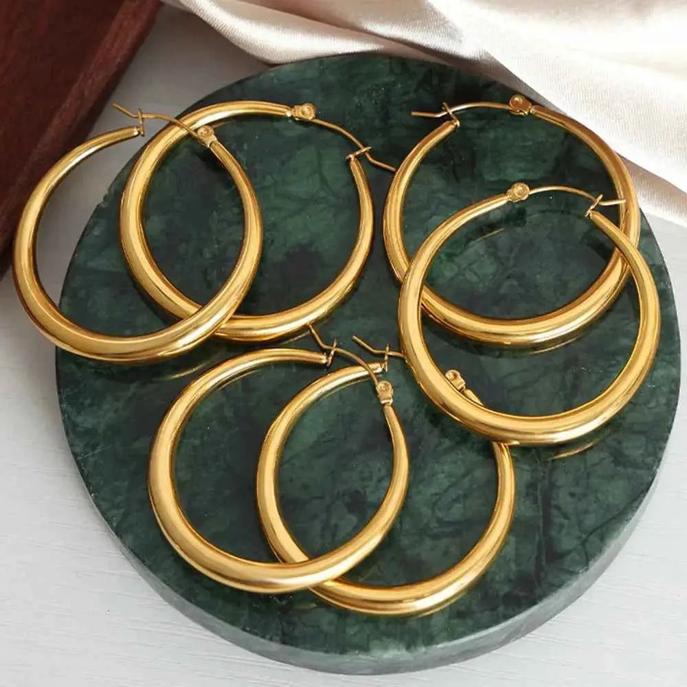 18K Gold - Plated Hoop Earrings - SmileBen
