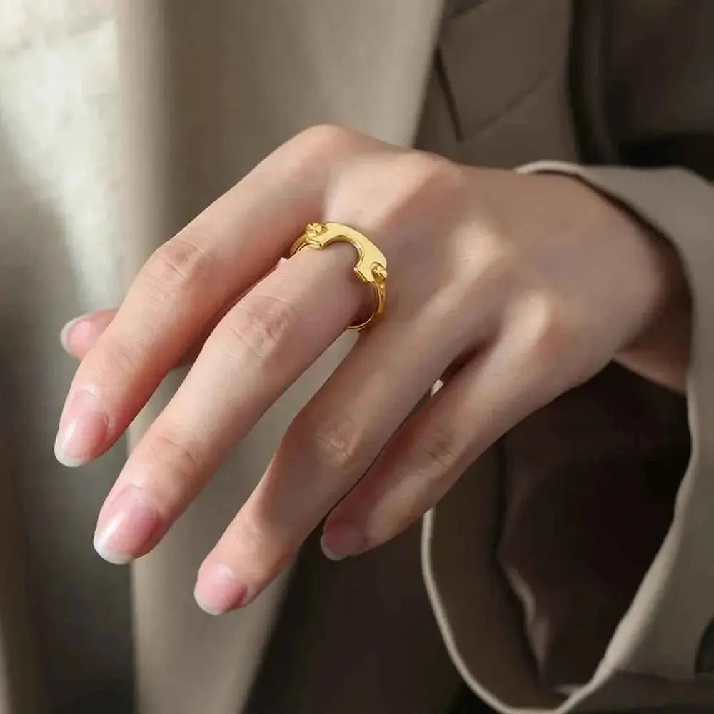 18K Gold - Plated Irregular Open Ring - SmileBen