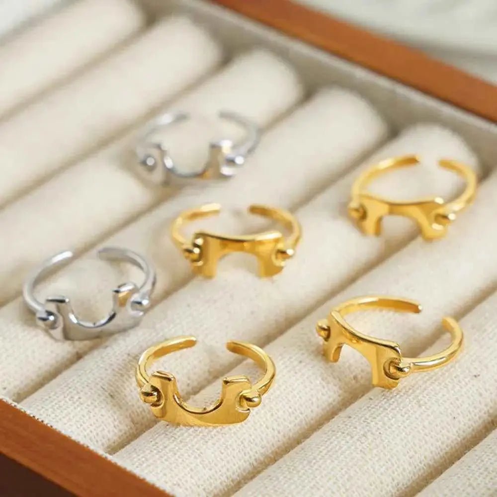 18K Gold - Plated Irregular Open Ring - SmileBen