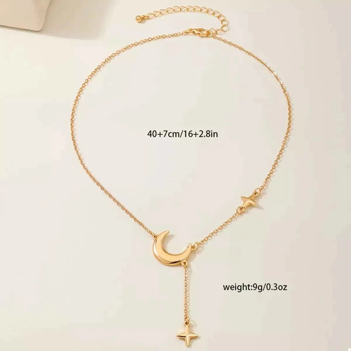 18K Gold - Plated Moon and Star Gold Chain Necklace - SmileBen