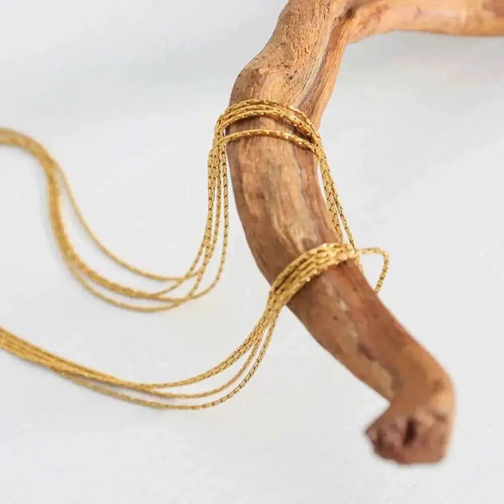 18K Gold - Plated Multi - Layer Clavicle Chain Necklace - SmileBen