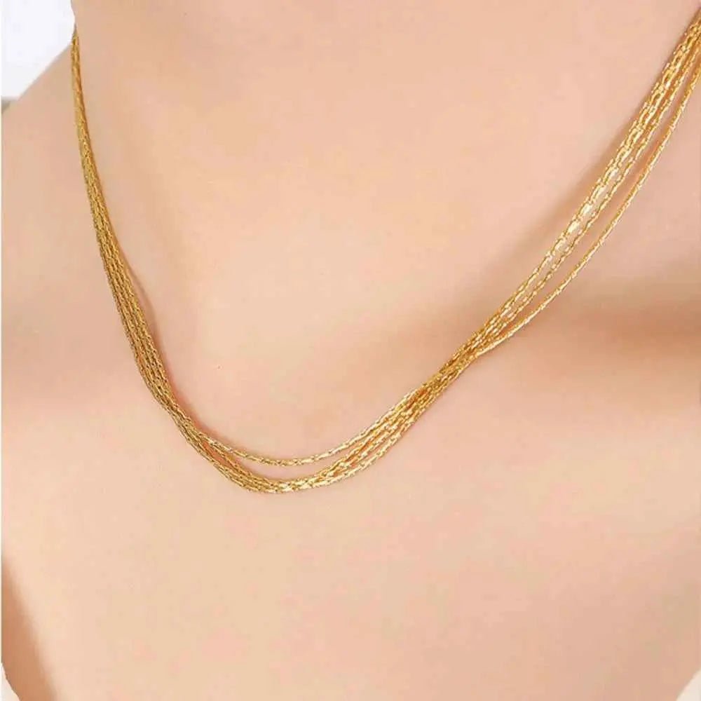18K Gold - Plated Multi - Layer Clavicle Chain Necklace - SmileBen