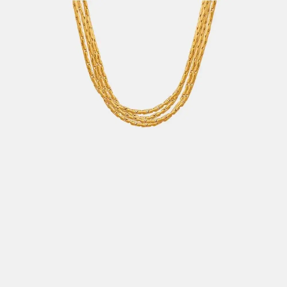 18K Gold - Plated Multi - Layer Clavicle Chain Necklace - SmileBen