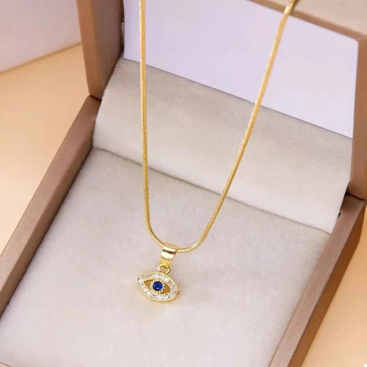 18K Gold - Plated Necklace with Rhinestone Pendant - SmileBen