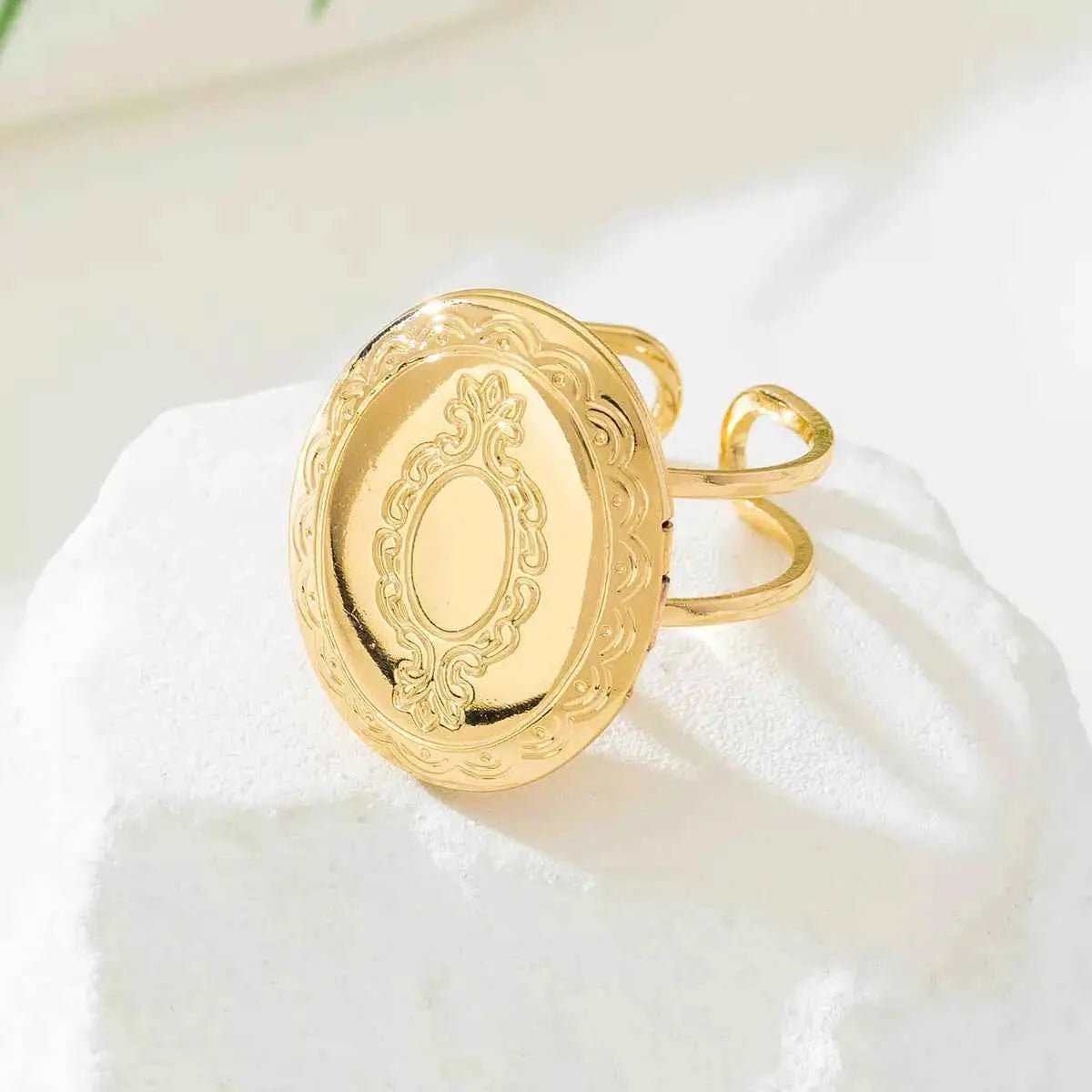 18K Gold - Plated Open Engraved Ring - SmileBen