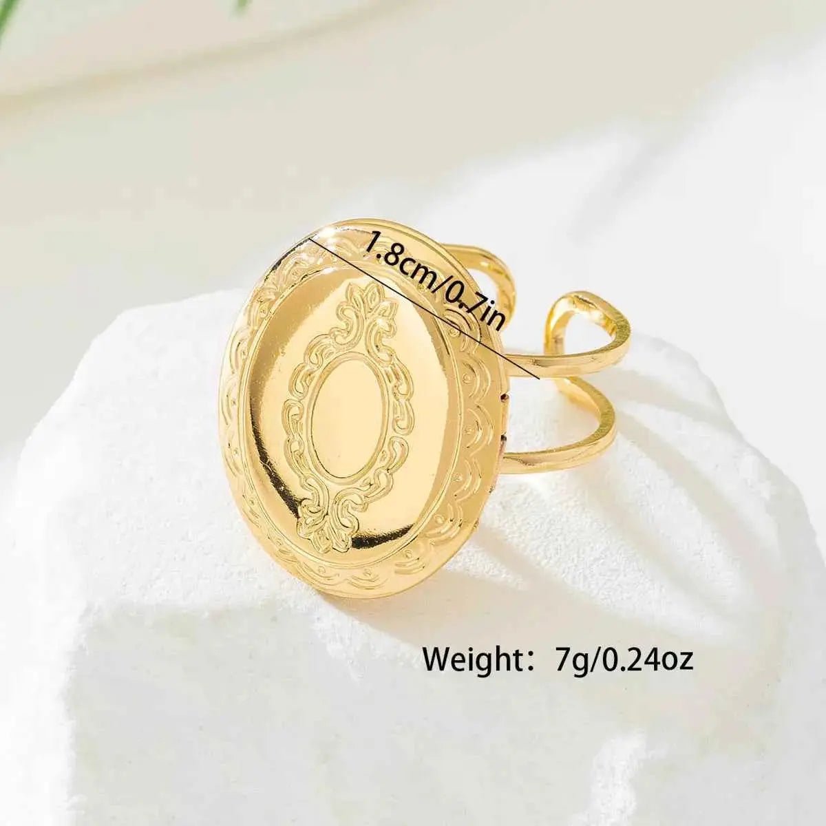 18K Gold - Plated Open Engraved Ring - SmileBen