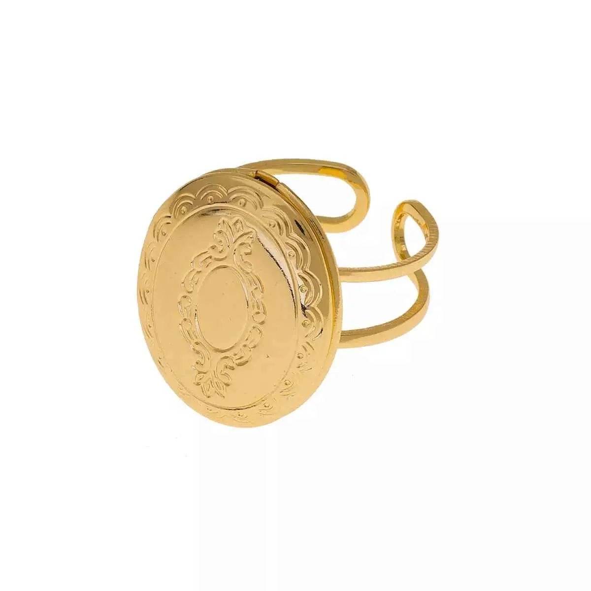 18K Gold - Plated Open Engraved Ring - SmileBen