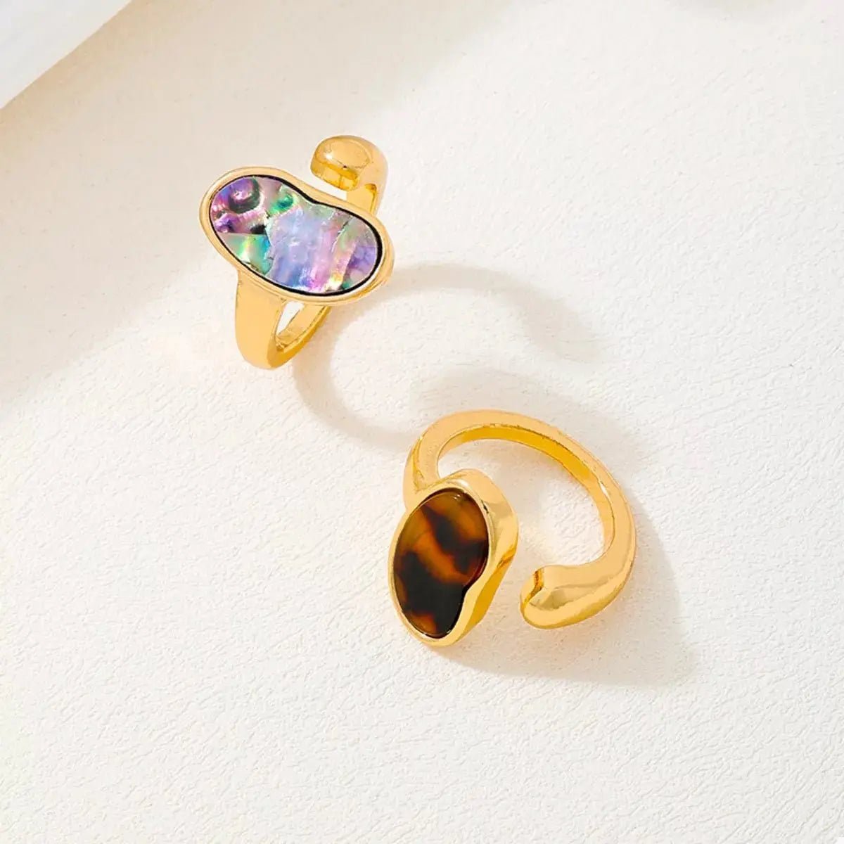 18K Gold - Plated Oval Open Ring - SmileBen